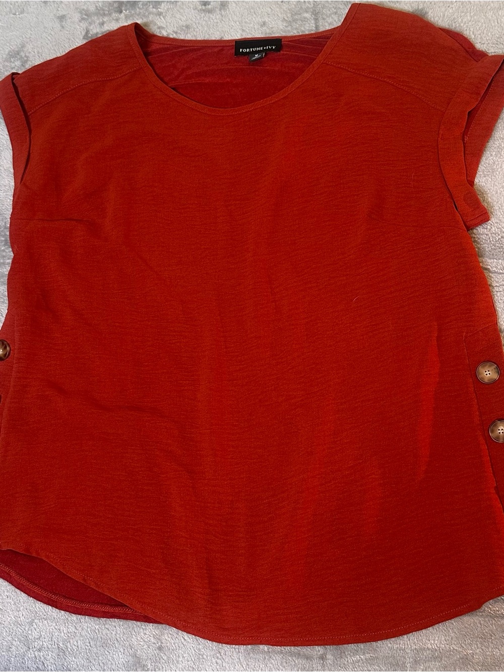Fortune & IVY Women's Rust Short Sleeve Blouse, size M
